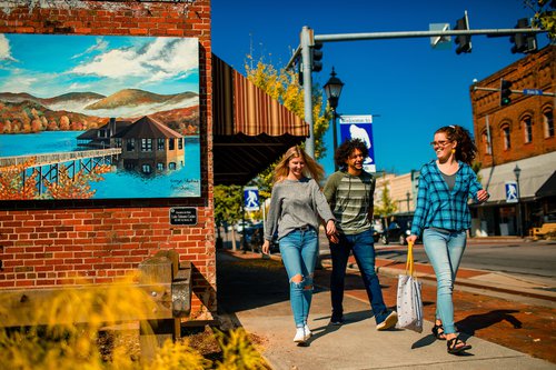 People walking in downtown Marion