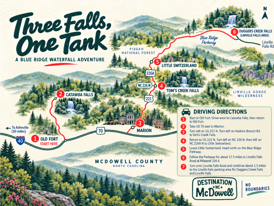 Three Falls Blue Ridge Adventure Map