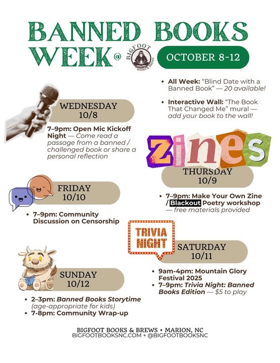 yodel_Banned Books Week 2025 at Bigfoot Books & Brews