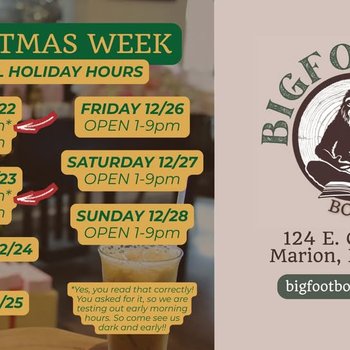 yodel_Christmas Week - Special Holiday Hours at Bigfoot Books & Brews