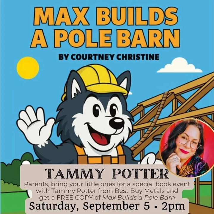yodel_FREE BOOK for Kids “Max Builds a Pole Barn” with Tammy Potter from Best Buy Metals