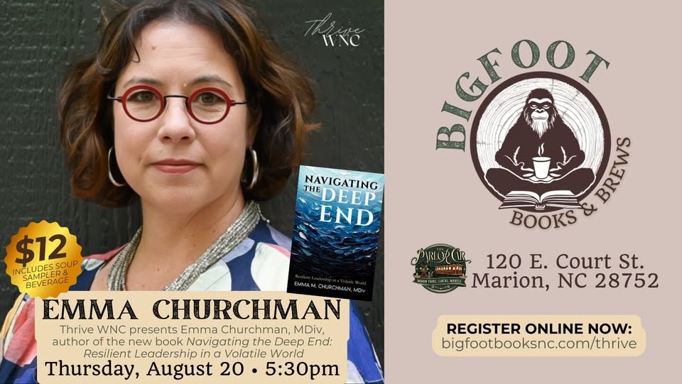 yodel_Local WNC Author Emma Churchman, MDiv at The Parlor Car in Marion, NC