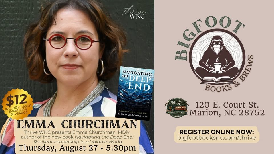 yodel_Local WNC Author Emma Churchman, MDiv at The Parlor Car in Marion, NC