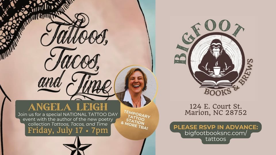 yodel_“National Tattoo Day” Poetry Event & Book Signing with Angela Leigh at Bigfoot Books & Brews