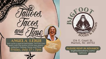 yodel_“National Tattoo Day” Poetry Event & Book Signing with Angela Leigh at Bigfoot Books & Brews
